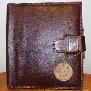 New $250 Handcrafted  Brown Leather Business Portfolio Planner Journal